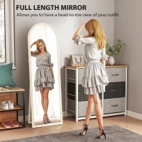 HOMCOM 64" x 21" Full Length Mirror, Free Standing, Leaning or Wall, Arched Full Body Mirror with Faux Stone Frame, White(m-4)