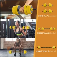 Soozier Dumbbell & Barbell Adjustable Set 44lbs Plate Bar Clamp Rod for Strength Training, Full Body Workout, Muscle Building Men Women Home Gym Sports Area Exercise Ergonomic(m-5)