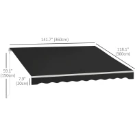 Outsunny 12'x10' Electric Retractable Awning, UV Protection Sun Shade Shelter w/ Remote Controller for Deck Balcony Yard, Black(m-3)