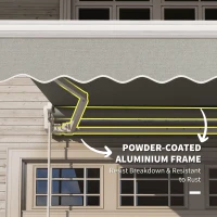 Outsunny 8'x7' Patio Awning Manual Retractable Sun Shade Outdoor Deck Canopy Shelter, Light Grey(m-6)