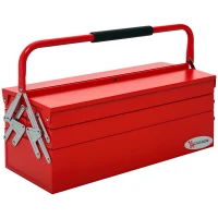 DURHAND 22" Metal Tool Box, Portable 5-Tray Cantilever Steel Tool Chest Cabinet for Garage and Warehouse, Red(m-2)