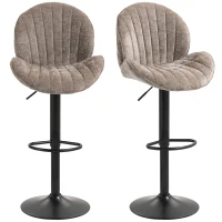HOMCOM Bar Stools Set of 2, Swivel Barstools with Back, Adjustable Height and Footrest for Kitchen Island, Dining Room, Brown(m-9)