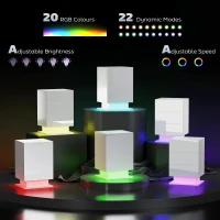 HOMCOM Modern LED Nightstand Bedside Table with Adjustable Colour Lighting & 3 Drawers, APP Control, Glossy White(m-4)