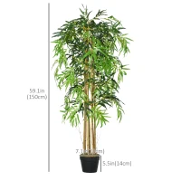Outsunny Set of 2 5FT Artificial Tree Bamboo Tree Fake Plants in Pot for Home Office Living Room Decor, Green(m-3)
