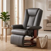 HOMCOM Modern RV Recliner Chair, PU Leather Swivel Recliner Armchair with Footrest for Living Room, Brown(m-9)