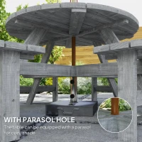 Outsunny 8 Seater Round Wooden Pub Bench & Picnic Table, Patio Dining Set for Outdoor Patio (Umbrella Not Included)(m-4)
