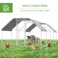 PawHut Large Chicken Coop Metal Chicken Run for Chickens with Waterproof and Anti-UV Cover, Flat Shaped Walk in Fence Cage Hen House for Outdoor and Yard Farm Use, 1.26" Dia, 9' x 24.9' x 6.5'(m-10)