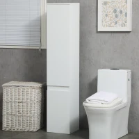 kleankin Tall Bathroom Cabinet, Freestanding Storage Organizer with Adjustable Shelves and Cupboards, 11.8" x 11" x 6", White(m-8)