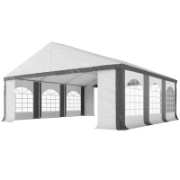 Outsunny 20' x 20' Heavy-duty Large Wedding Tent, Outdoor Carport Garage Party Tent, Patio Gazebo Canopy with Sidewall, Grey(m-2)
