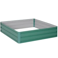 Outsunny 4' x 4' x 1' Raised Garden Bed Galvanized Steel Planter Box for Vegetables, Flowers, Herbs, Green(m-2)