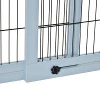 PawHut 71" W x 27.25" H Extra Wide Freestanding Pet Gate with Adjustable Length Dog, Cat, Barrier for House, Doorway, Hallway, Blue-Gray(m-9)