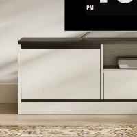 HOMCOM TV Stand for 55-60 Inch TV,  Entertainment Center w/ Cabinets, Shelf, Drawer and Cable Management for Living Room, White(m-11)