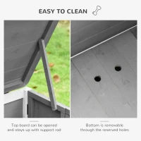 PawHut Foldable Wooden Dog House Raised Puppy Cage Kennel Cat Shelter for Indoor & Outdoor w/ Lockable Door Openable Roof Removable Bottom for Small and Medium Pets Grey(m-7)