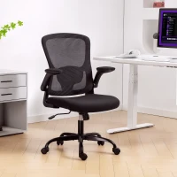 HOMCOM Ergonomic Mesh Office Chair with 4D Lumbar Support, Swivel Desk Chair with Flip-up Armrests, Tilt Function, Black(m-8)