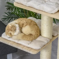 PawHut Multi-Level Cat Tree Condo Tower with Sisal-Covered Scratching Post, Activities for Kittens & Soft Cushion Luxury(m-7)