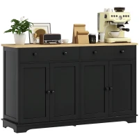 HOMCOM Modern Sideboard, Buffet Cabinet with Storage Drawers, Adjustable Shelves for Living Room, Dining Room, Entryway, Black(m-10)