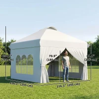 Outsunny 10' x 10' Outdoor Pop Up Canopy Tent with 4 Sidewalls, White(m-3)