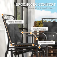Outsunny Outdoor Glider Bench with Coffee Table, Patio 2-Seat Rocking Chair Swing Loveseat with Breathable Sling for Backyard Garden Porch, Black(m-7)