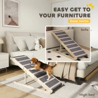 PawHut Dog Ramp for Couch, Foldable Pet Ramp for Small to Large Dog, 4 Adjustable Height from 16" to 23.5"(m-8)