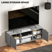 HOMCOM TV Stand with Storage for 55 Inch TV, Modern TV Cabinet with 2 Open Shelves and 2 Cabinets for Living Room, Grey(m-5)