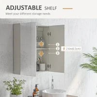kleankin Wall Mounted Bathroom Cabinet with Mirror, Bathroom Medicine Cabinet with 2 Doors, Adjustable Shelf Soft Close Mechanism(m-5)