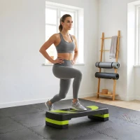 Soozier Adjustable Aerobic Stepper, Exercise Step Platform, Step Exercise Trainer, Workout Fitness Yoga Risers, 4"-6"-8", Green(m-1)
