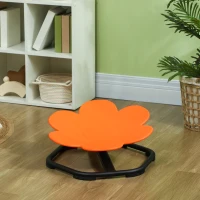 Qaba Flower-Shaped Kids Swivel Chair, Non-Slip Sensory Spinning Chair for Physical Coordination Training, Orange(m-8)