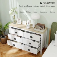 HOMCOM Chest of Drawers with Quiet Slides, Modern 6 Drawer Dresser for Bedroom, Closet, Living Room, Entryway, White(m-4)