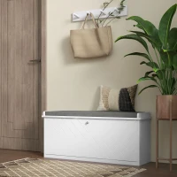 HOMCOM Shoe Storage with Seat, Upholstered Hallway Bench, Shoe Bench with Flip Drawer, Adjustable Shelf for 8-10 Pairs of Shoes(m-8)