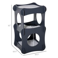 Pawhut Multi-level Wooden Cat House Kitten Bed Furniture with Removable Soft Cushion for Rest, Dark Grey(m-3)