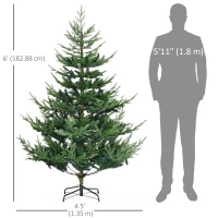 HOMCOM 6ft Artificial Christmas Tree with Metal Base, Xmas Tree(m-3)