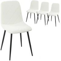HOMCOM Dining Chairs Set of 4, Upholstered Dining Room Chairs with Steel Legs, Modern Kitchen Chair for Dining Room, Cream(m-9)