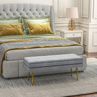 HOMCOM 39" Storage Ottoman, Velvet End of Bed Bench with Steel Legs, Foot Stool with Storage for Bedroom, Living Room(m-8)