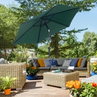 Outsunny 8.5FT Patio Umbrella, Round Garden Parasol with 6 Ribs, Market Sunshade Tilt Canopy w/ Crank Handle for Outdoor, Green(m-1)