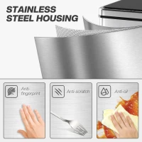 HOMCOM 13.2 Gal (50 L) Automatic Garbage Can w/ Soft-Close Lid, Touchless Trash Can with Fingerprint Resistant Stainless Steel(m-6)