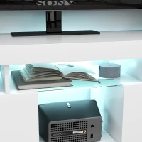 HOMCOM Modern TV Stand with Storage and LED Lights for TVs up to 55", TV Cabinet with Open Compartments, High Gloss White(m-10)