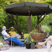 Outsunny 8.5 ft Outdoor Market Table Umbrella, Round Patio Umbrella with Tilt and Crank for Garden, Backyard, Deck, Black(m-1)