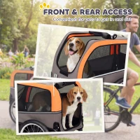 PawHut Dog Bike Trailer, Pet Cart Bicycle Carrier with 2 Entrances, Quick Release Wheels, Reflectors, Flag, Safety Leash(m-7)