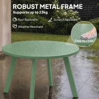 Outsunny Round Outdoor Side Table, Patio Coffee Table with Metal Frame and Non-Slip Foot Pads, Green(m-5)