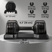 Soozier 5-25 lbs Adjustable Dumbbell Set of 2, 5-in-1 Dumbbell Weights with Quick-Dial System, Non-Slip Grip, Storage Tray(m-3)