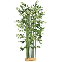 HOMCOM 5ft Tall Artificial Bamboo Tree, Decorative Faux Plant with Pine Wood Base for Indoor Home Office Decor(m-9)