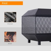 Outsunny 17" Outdoor Fire Pit with Fire Poker, Wood Burning Firepits, Portable Firepit for Patio Backyard Bonfire Camping, Black(m-6)