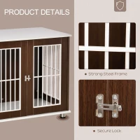PawHut 34'' Wooden Dog Cage, Modern Wire Dog Crate, Pet Kennel with Door, Lock, Adjustable Foot Pads, for Small and Medium Dogs, Coffee and White(m-5)
