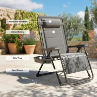 Outsunny Zero Gravity Chair, Reclining Outdoor Lounger Chair with Cup Holder, 400 LBS Capacity, Dark Grey(m-7)