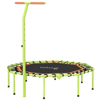 Soozier 50" Foldable Mini Trampoline, Fitness Trampoline Rebounder with Bungee, Adjustable Handle Bar, Stable & Quiet(m-2)