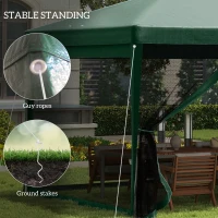 Outsunny 10' x 20' Party Tent Outdoor Canopy Garden Sun Shade with 8 Mosquito Mesh Netting and Zipper Door, Green(m-6)