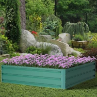 Outsunny 4' x 4' x 1' Raised Garden Bed Galvanized Steel Planter Box for Vegetables, Flowers, Herbs, Green(m-7)