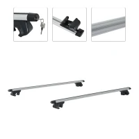 Outsunny 2pc Roof Rack Car Roof Top Lockable Aluminum Cross Bars Adjustable Baggage Luggage Carrier, Silver (53")(m-6)