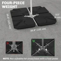 Outsunny 4 Piece Umbrella Base Stand Cantilever Offset Patio Umbrella Weight Plates w/ U Locking, 123 lb Capacity Water or 158 lb Capacity Sand, Black(m-3)