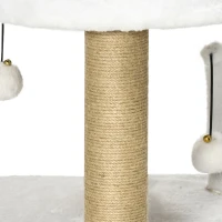 PawHut Cat Tower Condo for Indoor Cats, Small Cat Tree with Jute Scratching Posts, Top Perch, Dangling Balls, White(m-10)